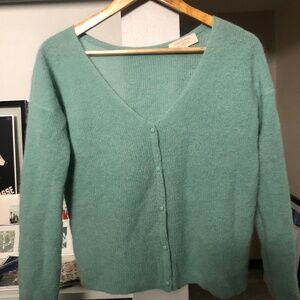 Sea foam green cardigan sweaterg by Sezane